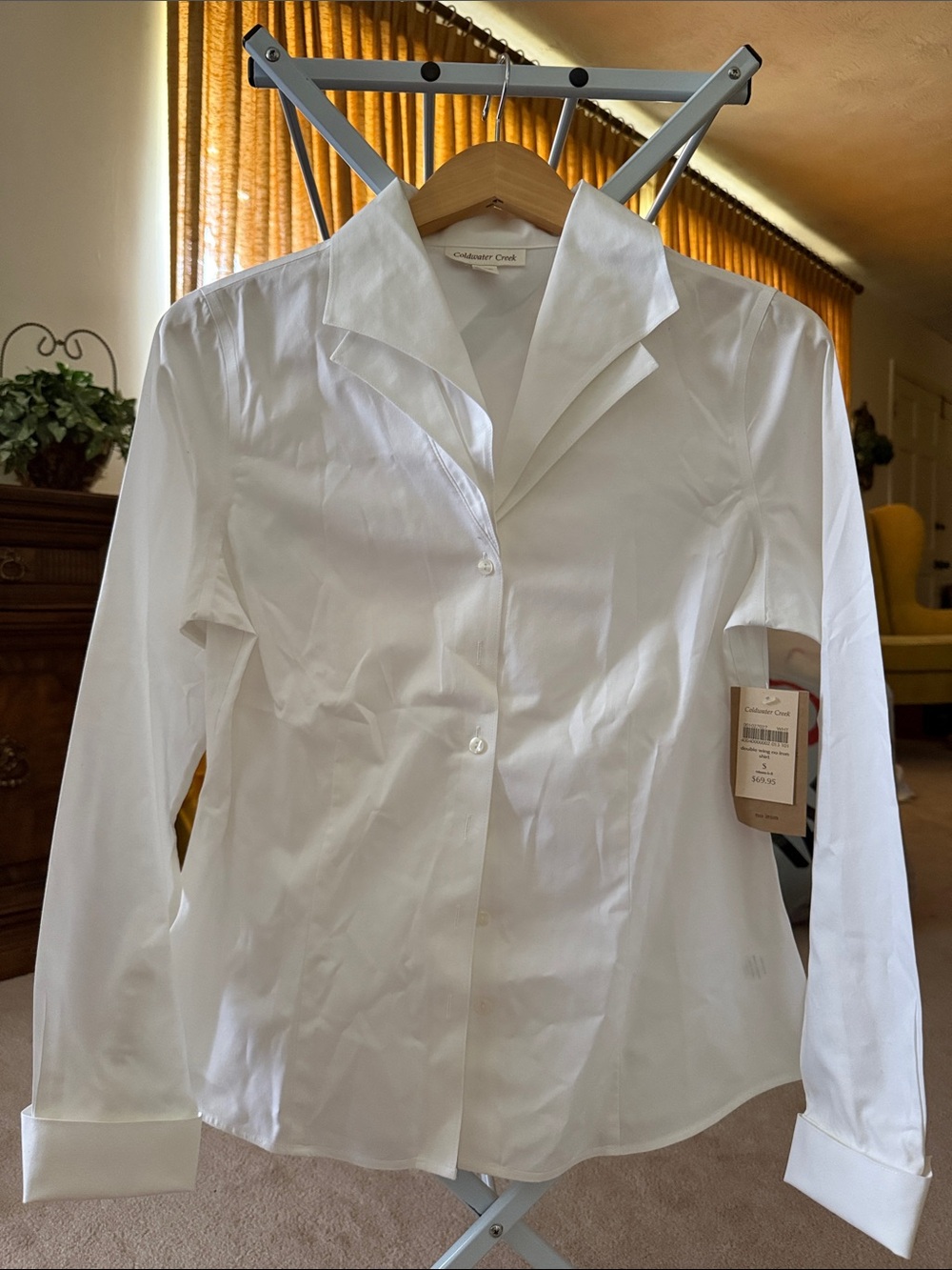 Coldwater Creek White Button-Front Collared Shirt